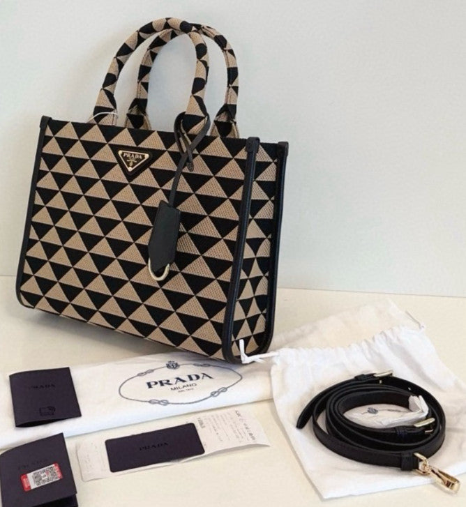 PRADA Symbole Embroidery tote Small 2WAY Shoulder bag