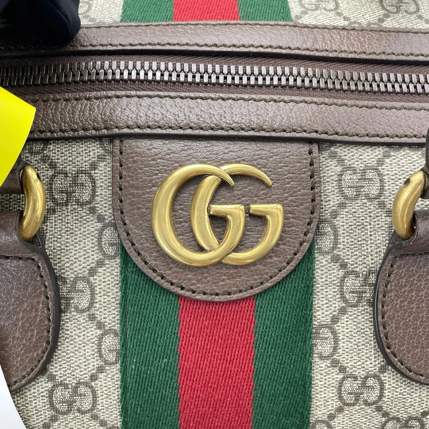 Gucci Large Brown Canvas Boston Top Handle Bag For Women