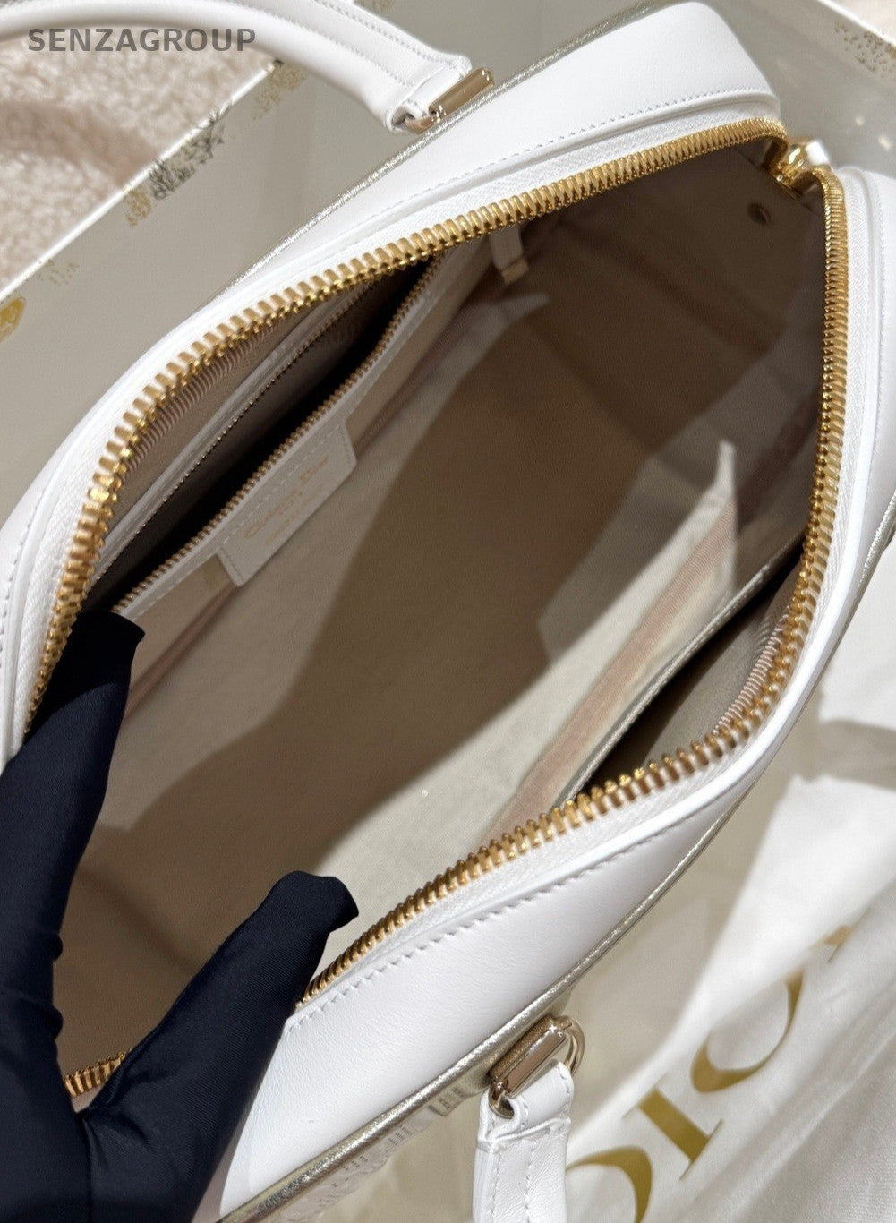 Christian Dior Vibe MM Top Handle Shoulder Crossbody Bag White Women