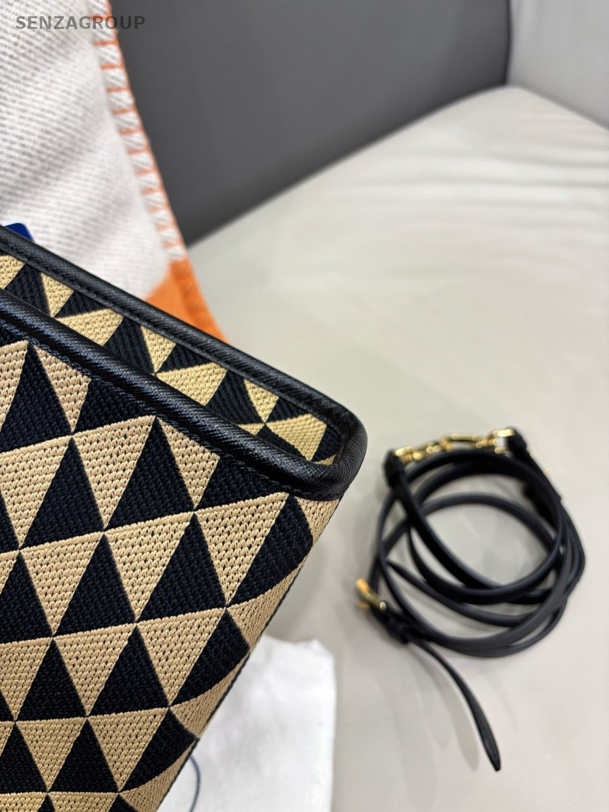 PRADA Symbole PM Tote Top Handle 2way Shoulder Handbag Canvas Women