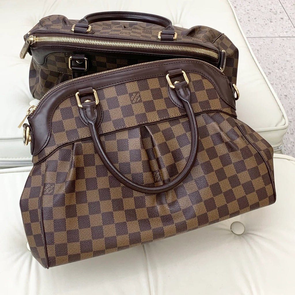 Louis Vuitton Trevi MM Damier Ebene Top Handle Bag Crossbody Women Classic S