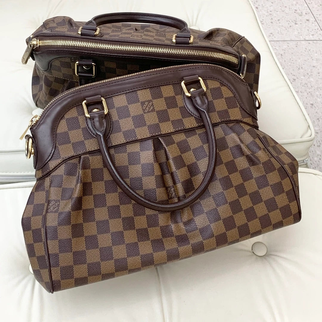 Louis Vuitton Trevi MM Damier Ebene Top Handle Bag Crossbody Women Classic S