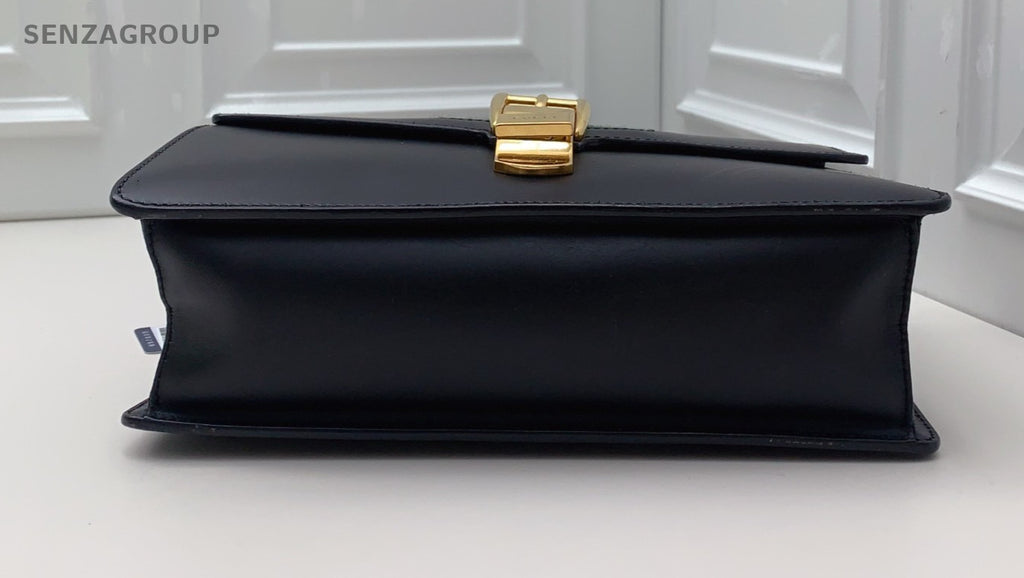GUCCI Sylvie MM 2WAY Shoulder bag Black Gold Women Classic