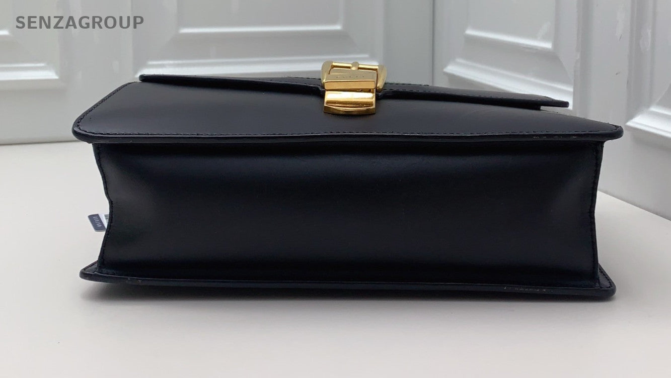 GUCCI Sylvie MM 2WAY Shoulder bag Black Gold Women Classic