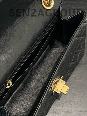 Chanel 2.55 Reissue Mini Black Calfskin Aged Gold Chain Shoulder Bag
