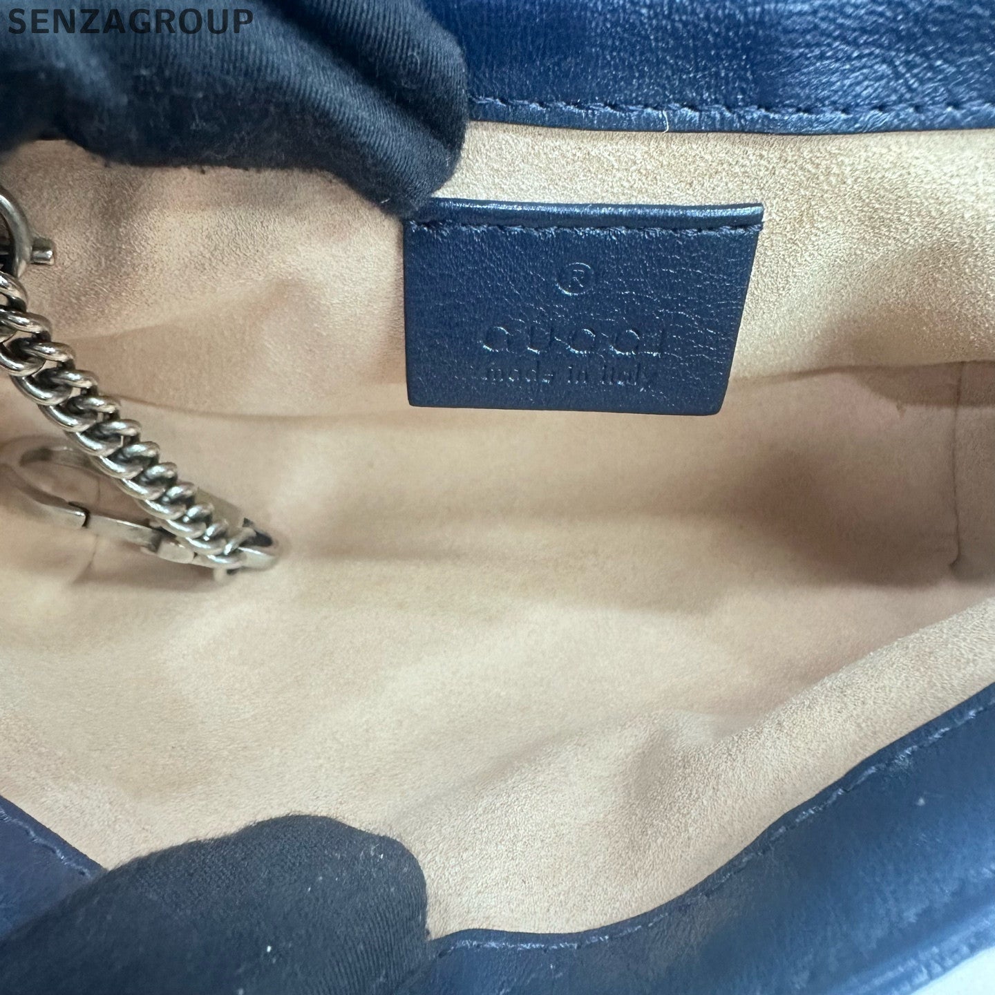 Gucci Marmont Mini Bag Blue White Chain Shoulder Crossbody Classic Women