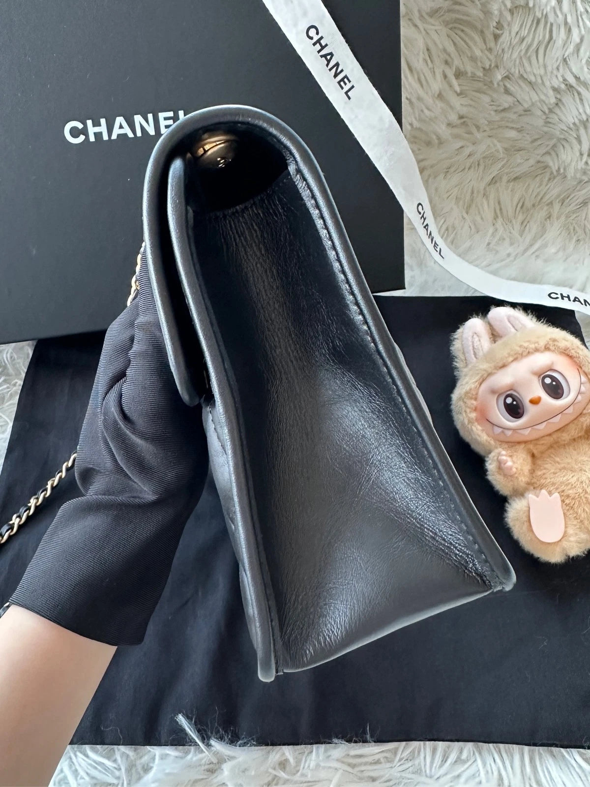 CHANEL Small Black Calfskin Gold Hardware Briefcase Crossbody For Women