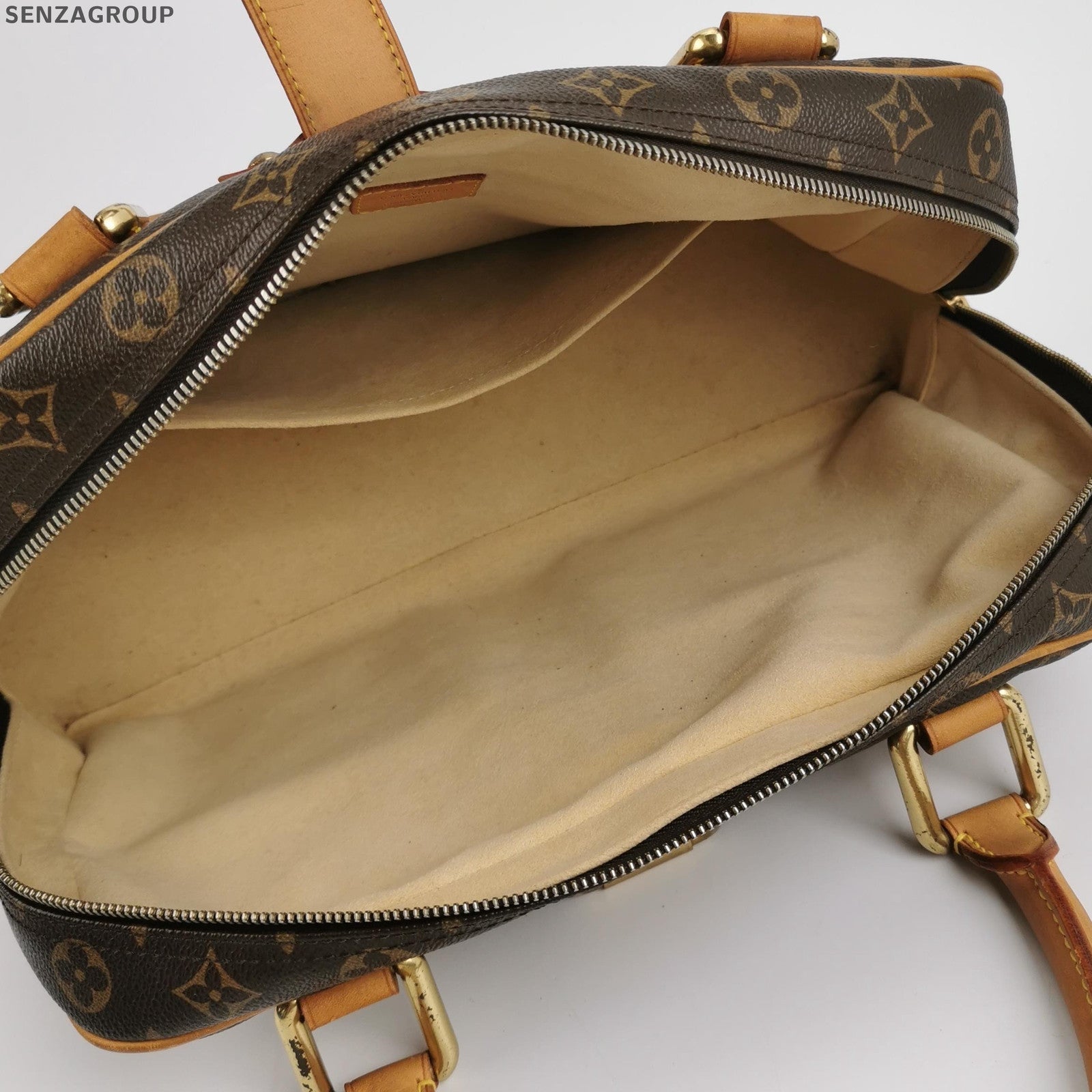 Louis Vuitton Monogram Canvas Handbag Brown Gold Hardware Women's Classic