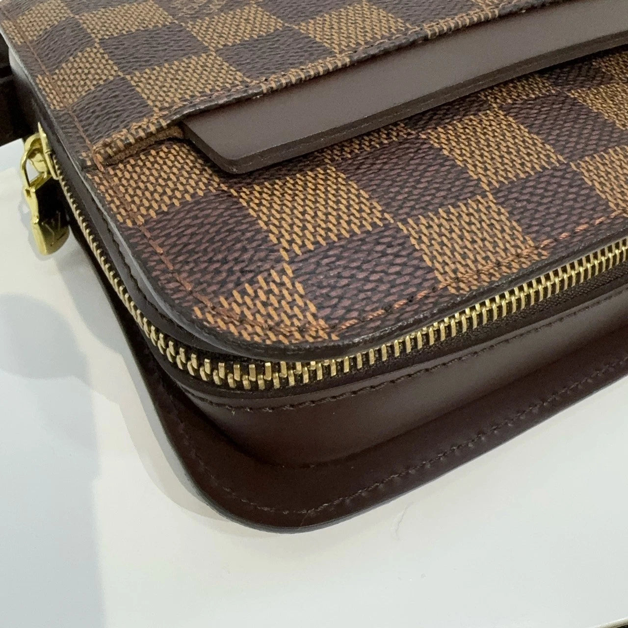 Louis Vuitton Damier Logo Patch Brown Clutch Bag For Women
