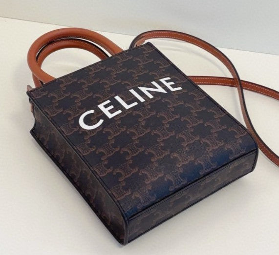 Celine Triomphe Tote Mini Top Handle Shoulder Crossbody Black Women Classic