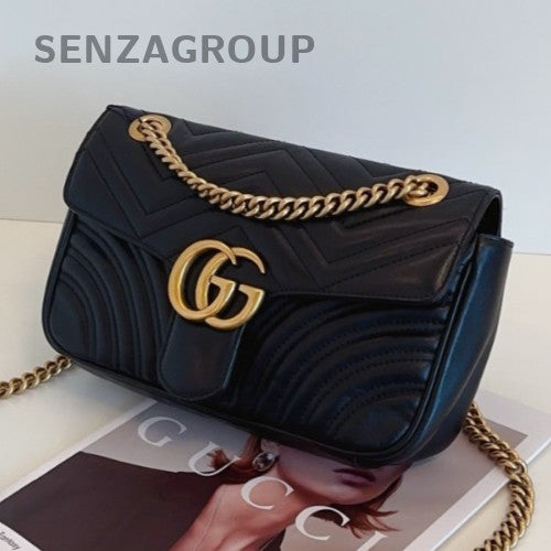 Gucci Marmont 22 Mini Chain Shoulder Bag Black Gold Used Women Classic