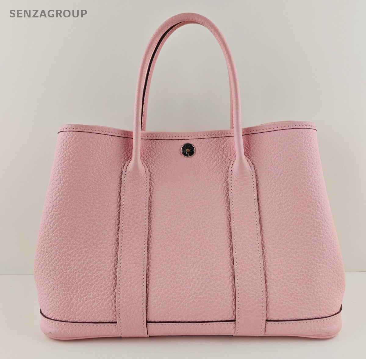Hermes Garden Party Top Handle Bag Pink Silver Used Women Classic Fashion