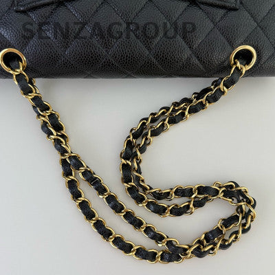 Chanel CF Medium Black Gold Chain Quilted Shoulder Crossbody Bag Women