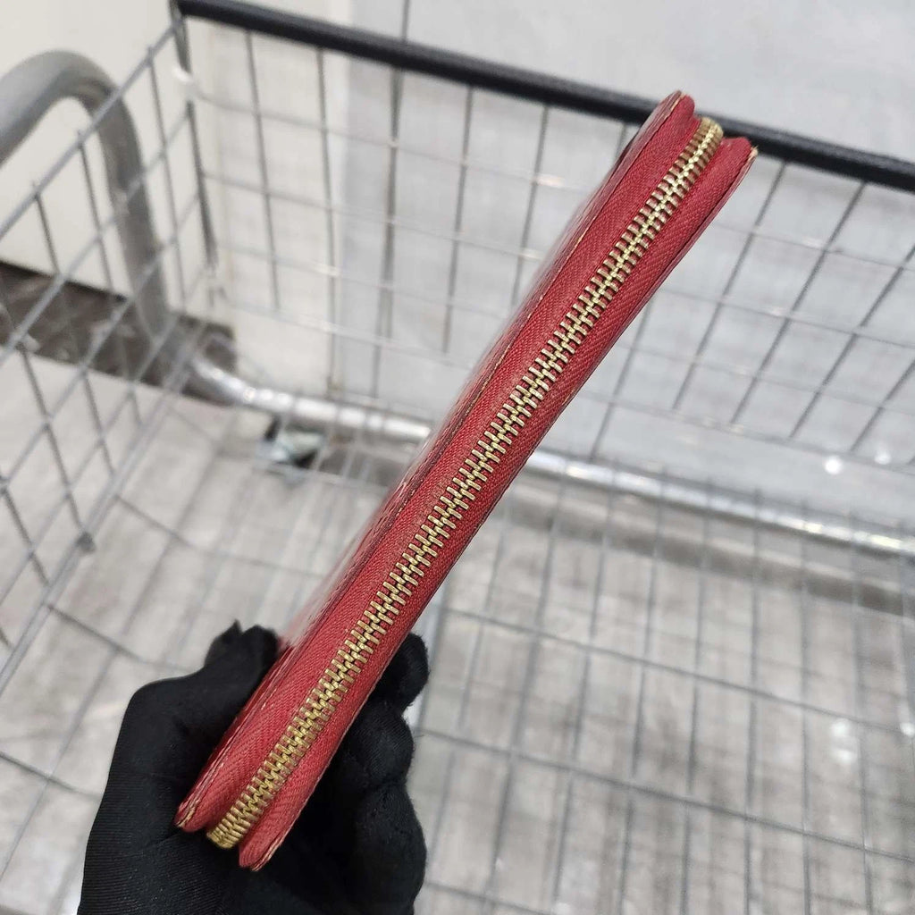 Louis Vuitton Red Patent Leather Long Wallet Clutch For Women