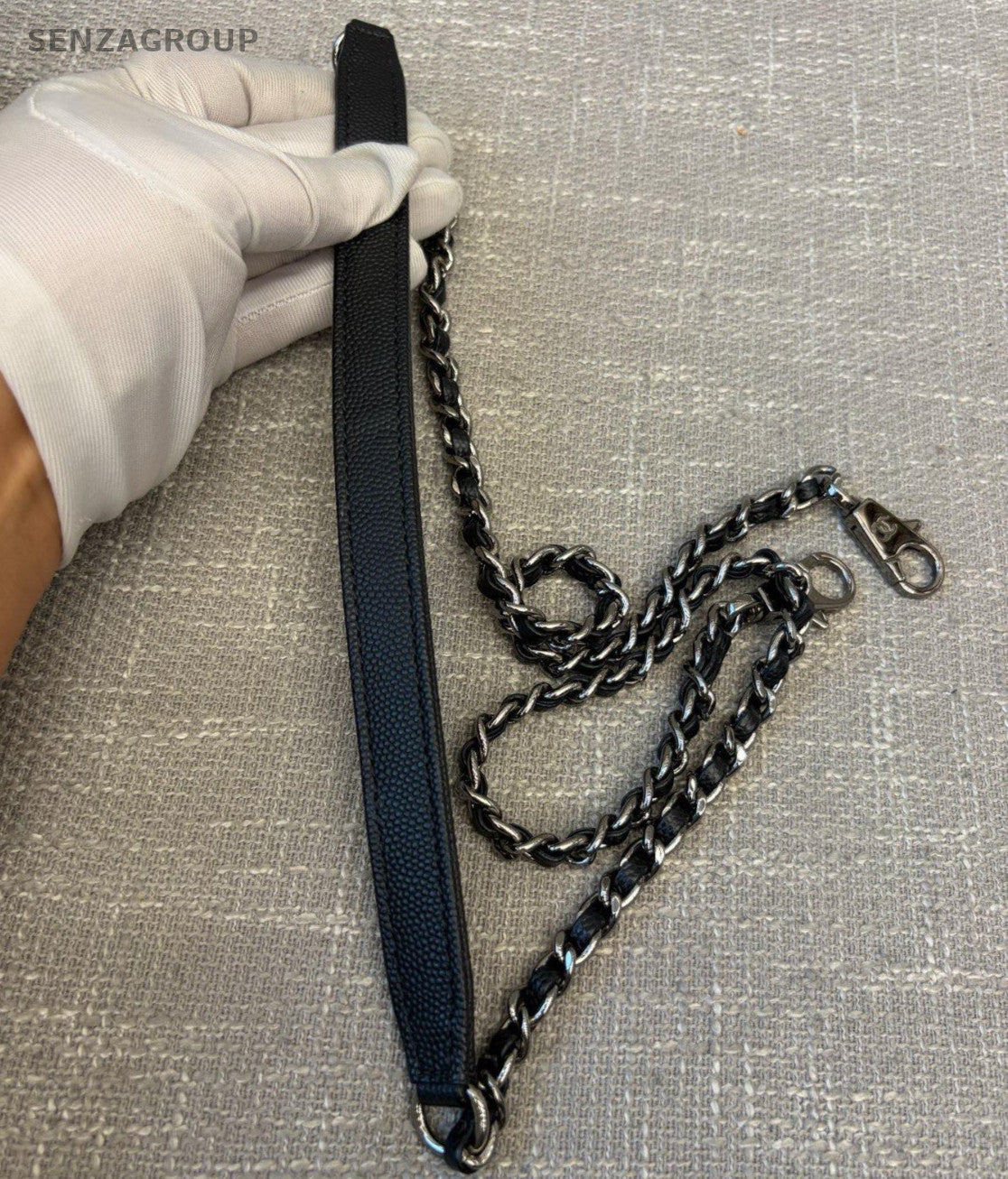 Chanel Coco Handle PM Top Handle Bag Chain Crossbody Chevron Black Silver Women