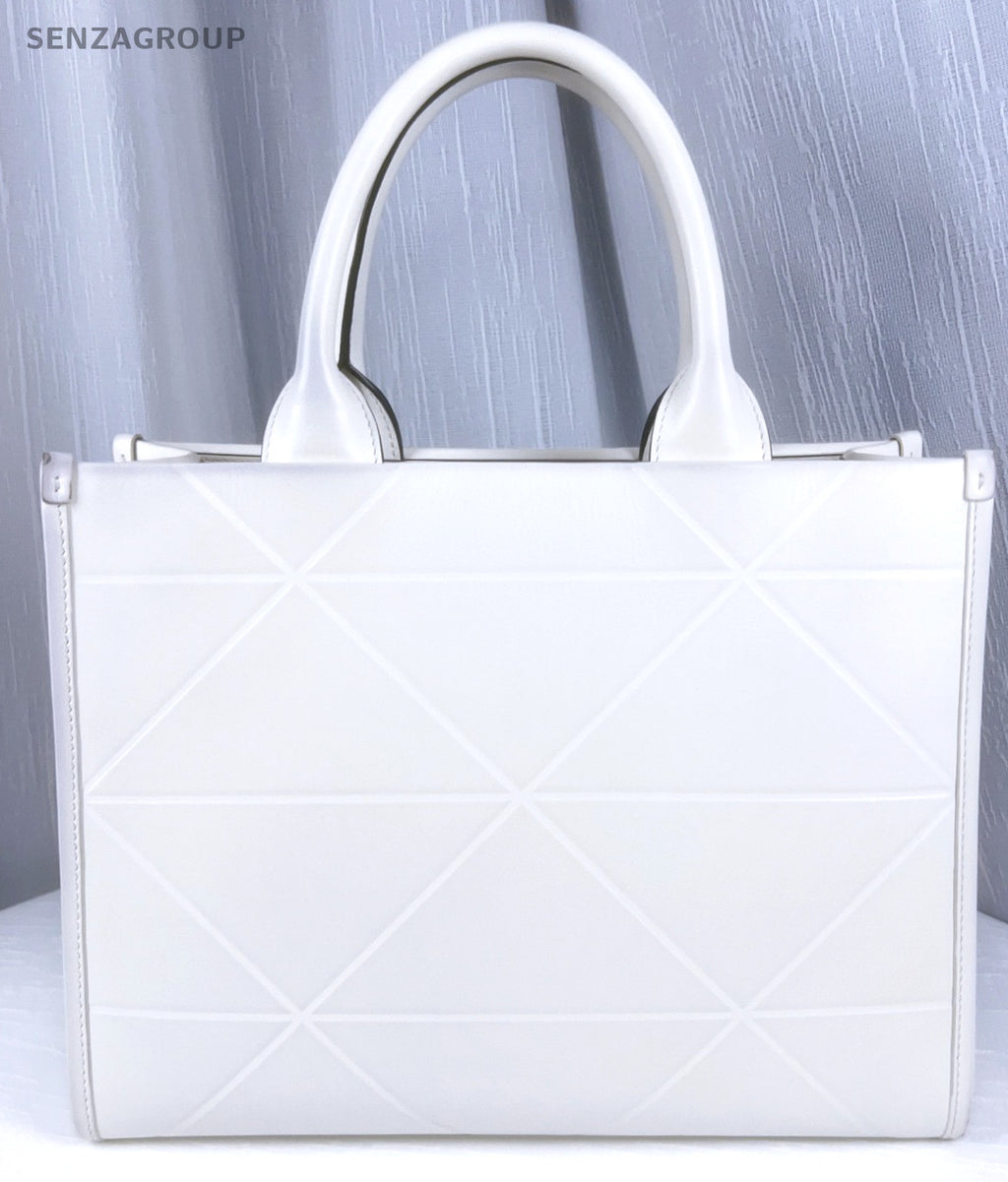 PRADA Symbole Top Handle tote Handbag White Gold Women Almost Brand NEW