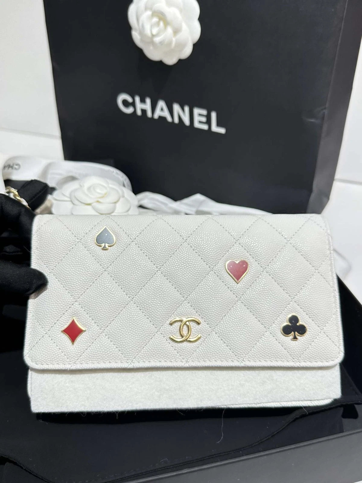 CHANEL White Leather WOC Crossbody Bag For Women