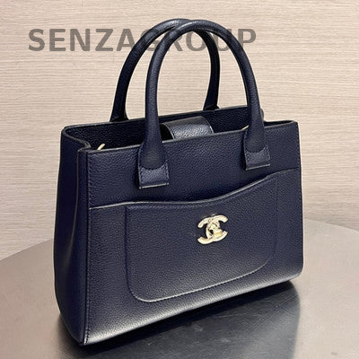 Chanel Blue Gold Hardware Leather Shoulder Bag Classic Women's Fashion