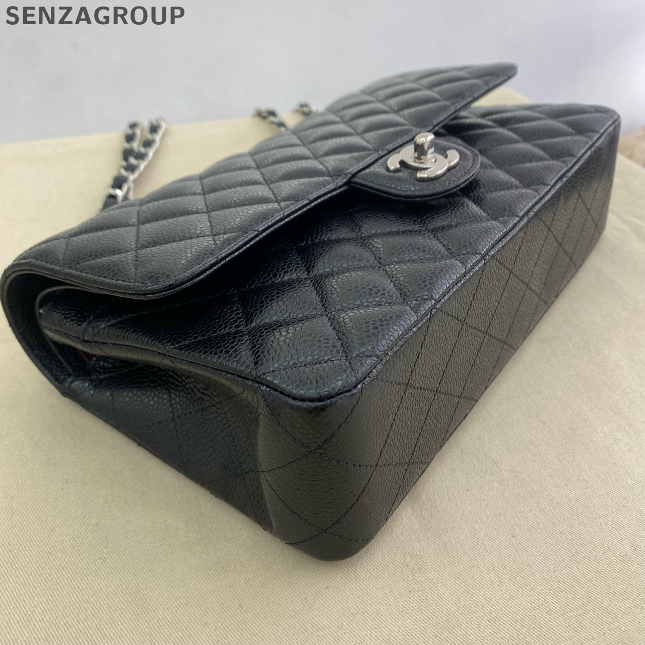 Chanel Classic Flap Medium Black Silver Quilted Calfskin Chain Shoulder Bag