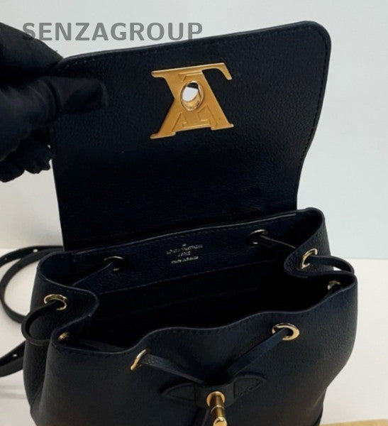 Louis Vuitton Lock Me Mini Backpack Black Gold Used Women Classic Designer