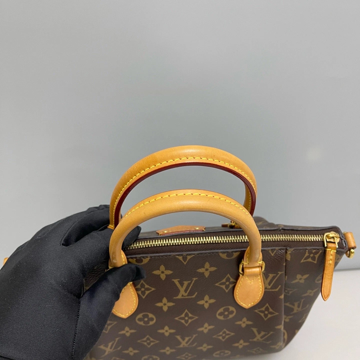 Authentic Louis Vuitton Turenne PM Monogram Top Handle Crossbody Bag Brown GHW