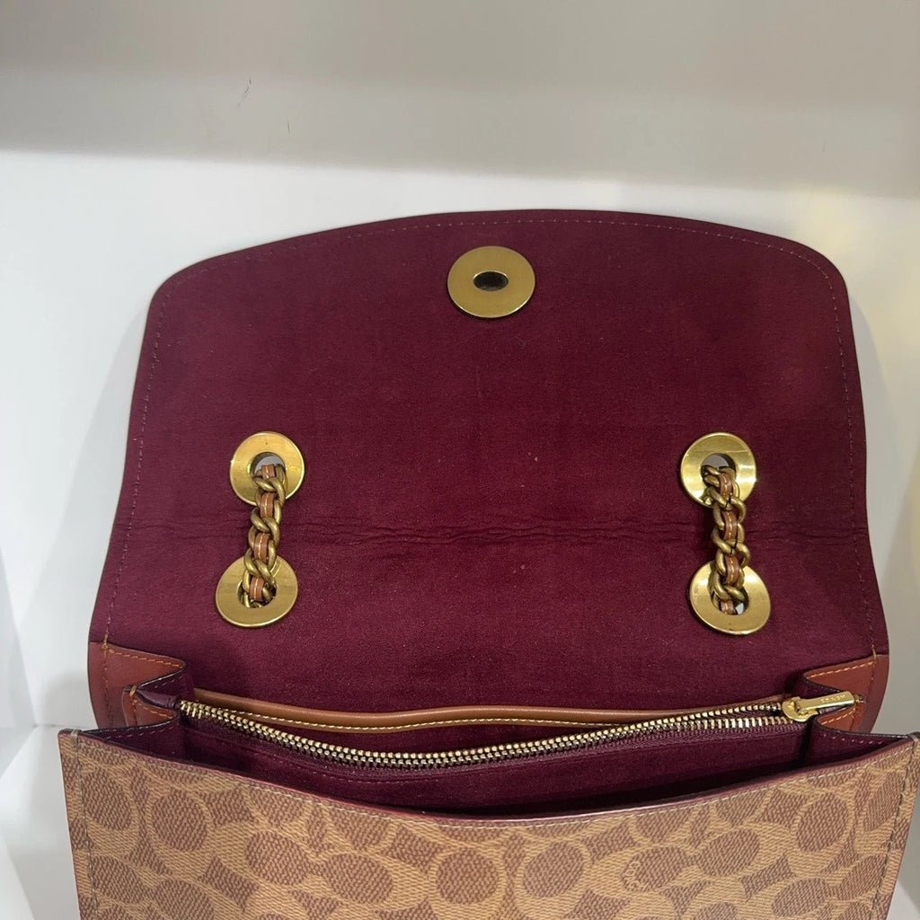 COACH Parker 26 Classic Canvas Calfskin Shoulder Crossbody Handbag For Women