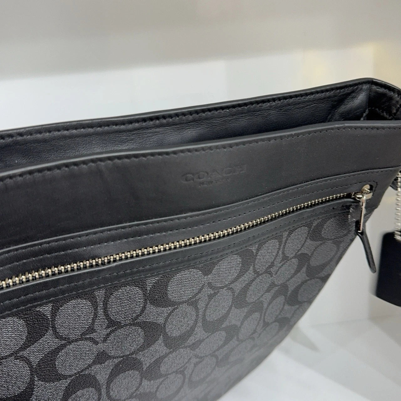 Coach Dark Grey Monogram Canvas Shoulder Crossbody Bag For Women