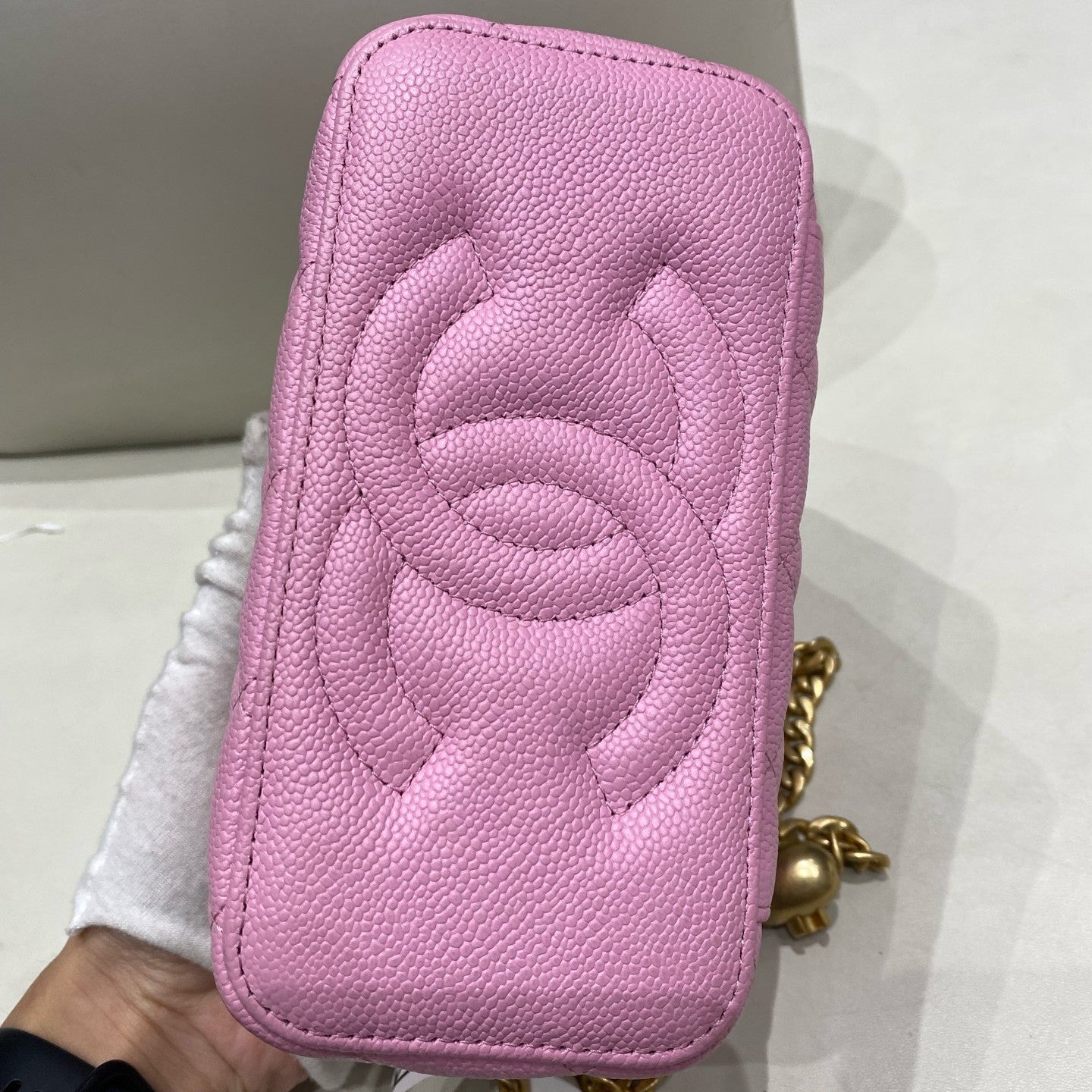 Chanel Pink Gold Hardware Vanity Case Chain Shoulder Crossbody Bag