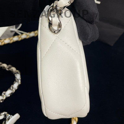 Chanel 19 Bag White Gold Chain Shoulder Crossbody Quilted Women's Fashion