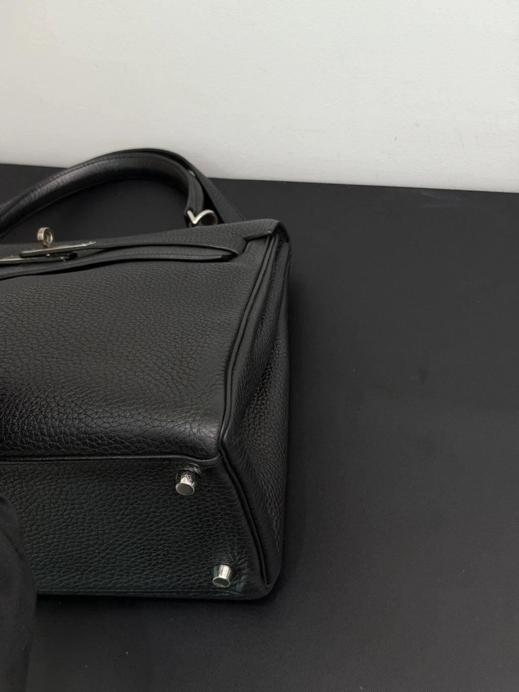 Authentic Hermes Kelly 32 Togo Tote Top Handle Crossbody Bag Black SHD