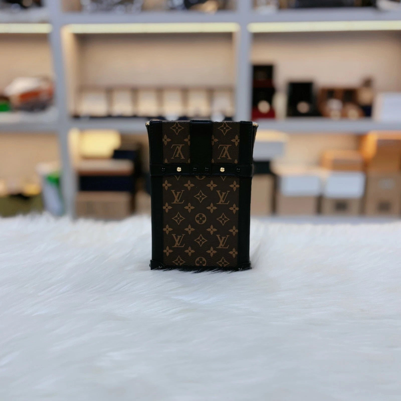 Louis Vuitton Trunk Vertical Monogram Hard Box Phone Bag For Women