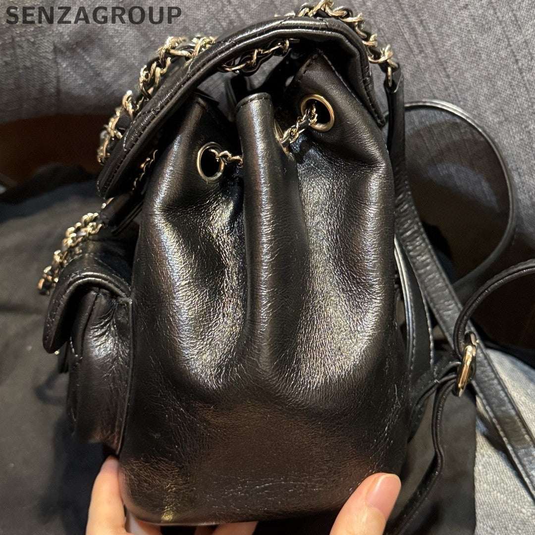 Chanel Black Calfskin Duma Backpack Small Quilted Classic Women's Bag