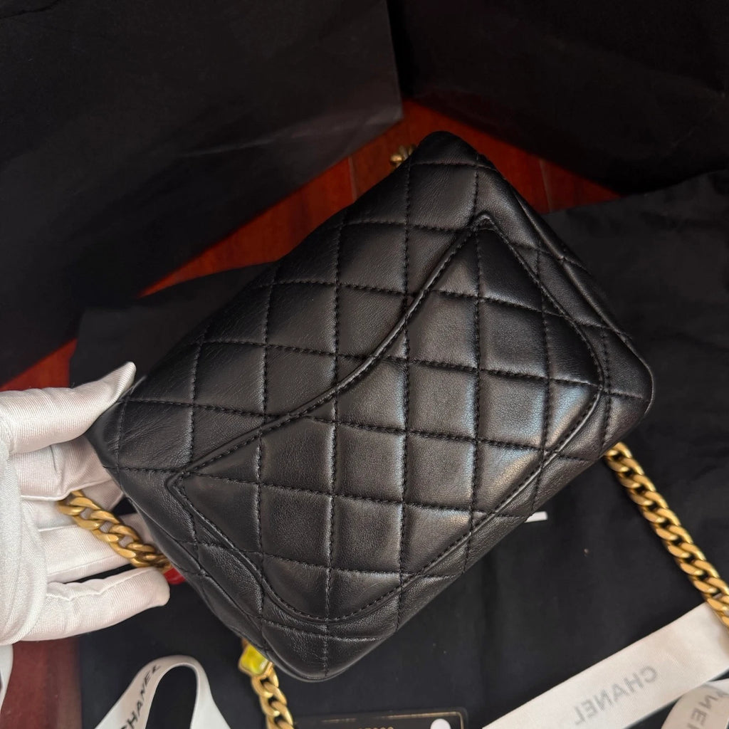 Chanel Classic Flap Colored Jewel Chain Shoulder Crossbody Black Fashion Women