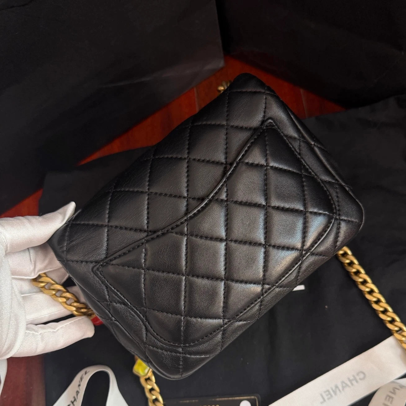 Chanel Classic Flap Colored Jewel Chain Shoulder Crossbody Black Fashion Women