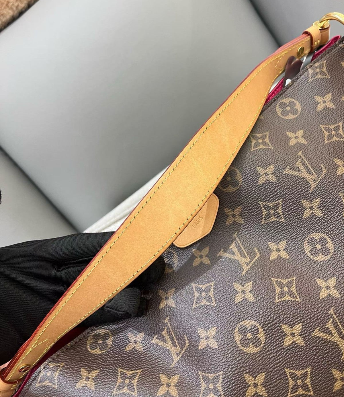 Louis Vuitton Graceful MM Monogram Shoulder Bag Brown Gold Women Classic