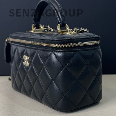 Chanel Trendy CC Black Gold Lambskin Cosmetic Chain Crossbody Bag