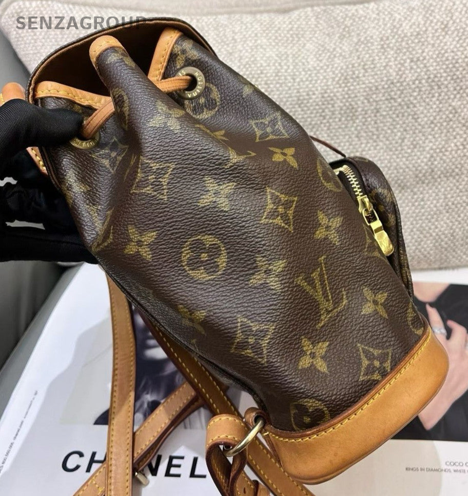 Louis Vuitton Monogram Mini Backpack Brown Gold Women Vintage Classic
