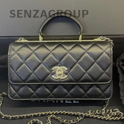 Chanel Trendy CC WOC Black Gold Lambskin Shoulder Bag Women Classic