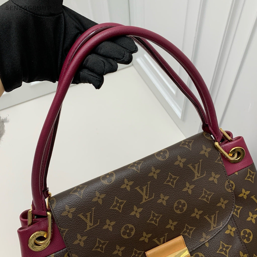 Louis Vuitton Olympe Monogram Shoulder Bag Brown Red Gold Women Classic