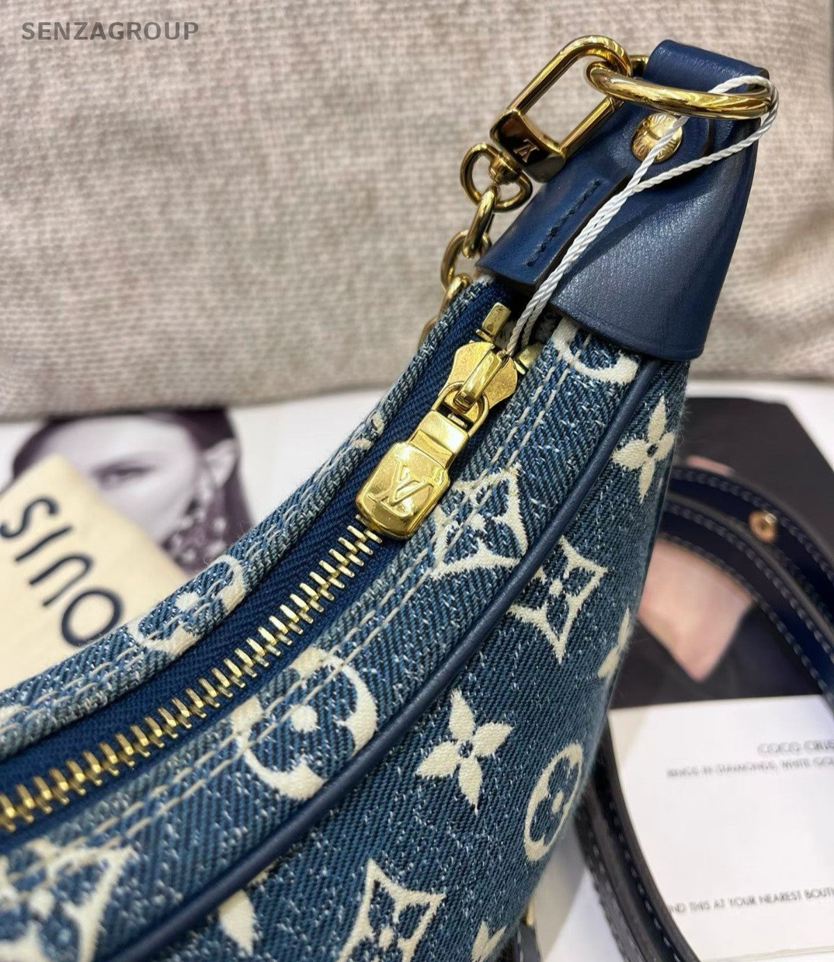 Louis Vuitton Hobo Chain Monogram Shoulder Bag Crossbody Blue Gold Women Classic