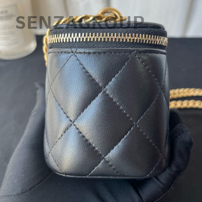 Chanel Black Gold Camellia Cosmetic Box Chain Shoulder Bag for Women