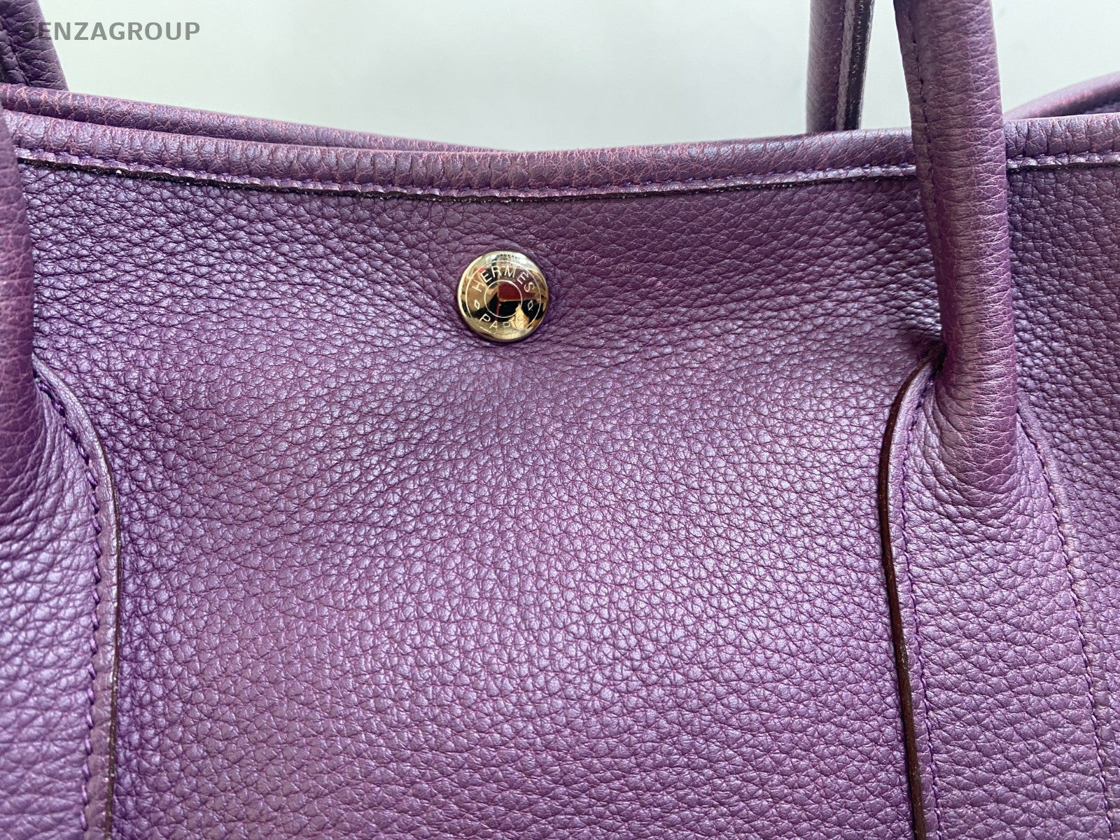 Hermes Garden Party36 Top Handle Bag Purple Silver Used Women Classic Fashion