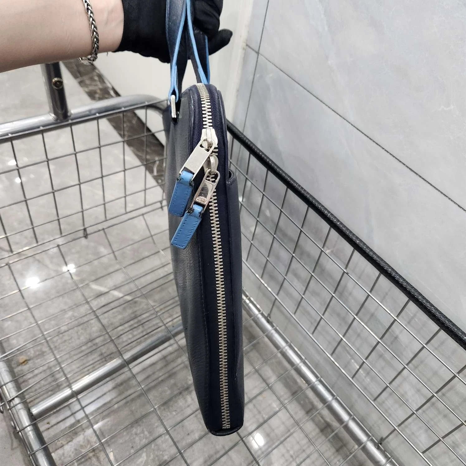 Dior Blue Colorblock Laptop Briefcase Handbag For Women