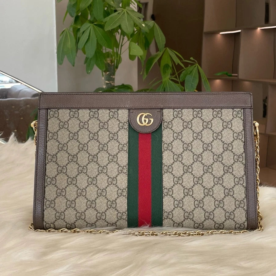 Gucci GG Marmont Matelasse Chain Shoulder Bag Large Brown