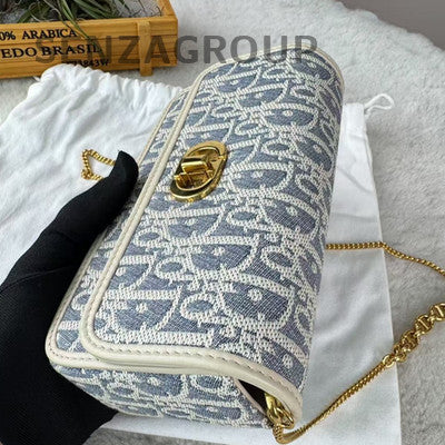 Dior Miss Caro Small Blue Gold Print Chain Shoulder Bag Classic