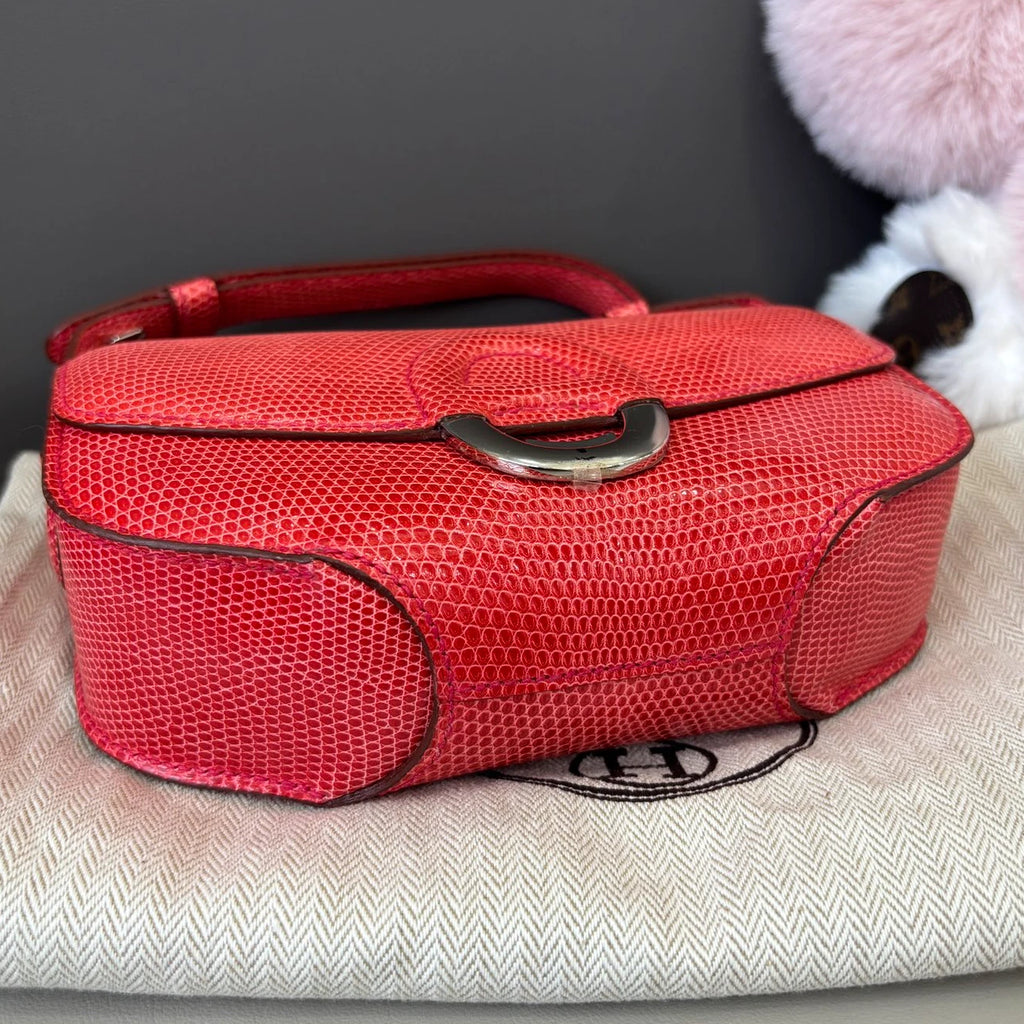 Hermes Cherche Midi 2Way Shoulder Crossbody Red Silver Women Classic Fashion