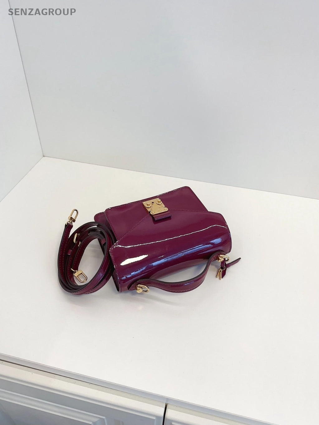 Louis Vuitton Purple-red Vernis Monceau BB 2WAY Handbag Crossbody