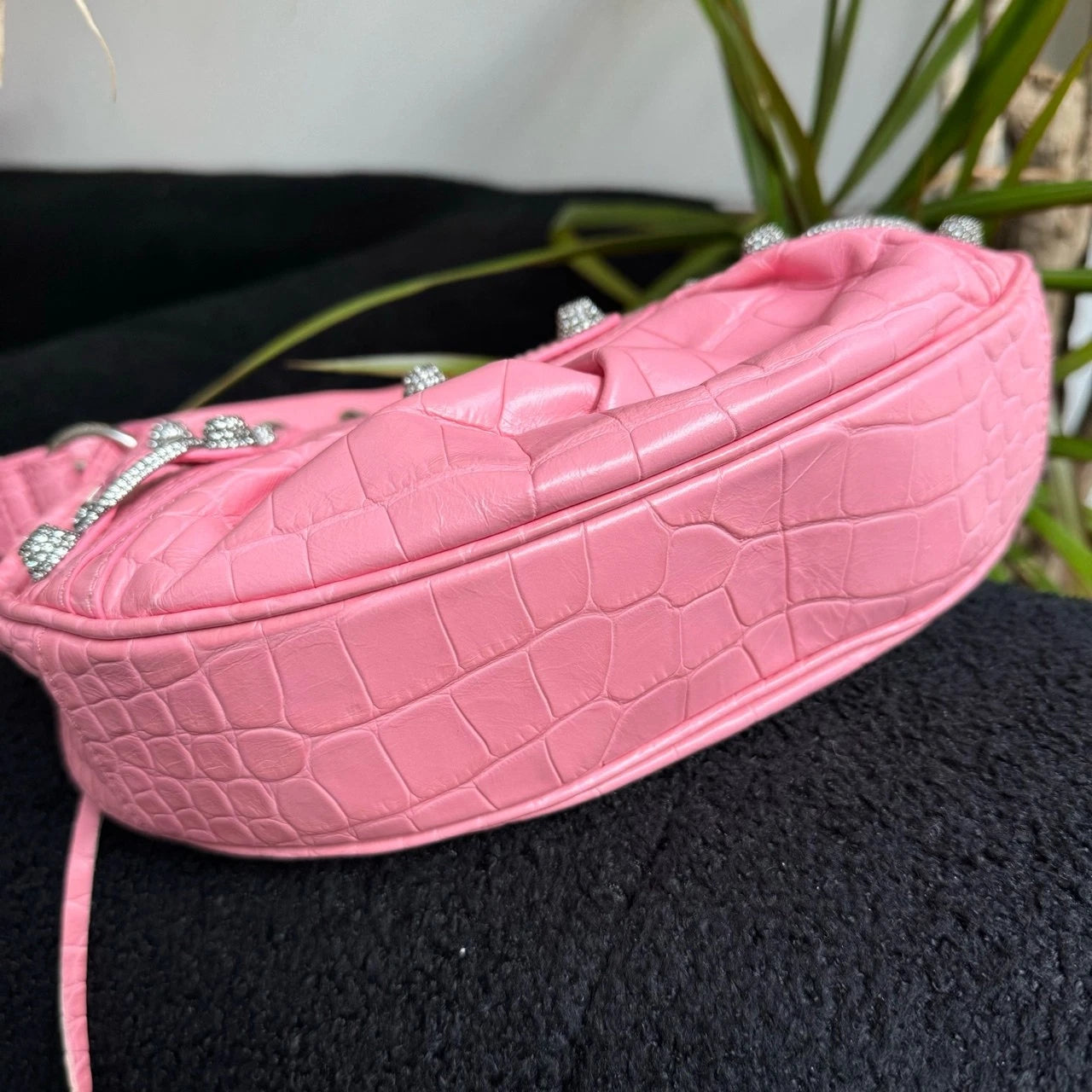 Balenciaga Pink Leather Le Cagole XS Motorcycle Shoulder Bag For Women