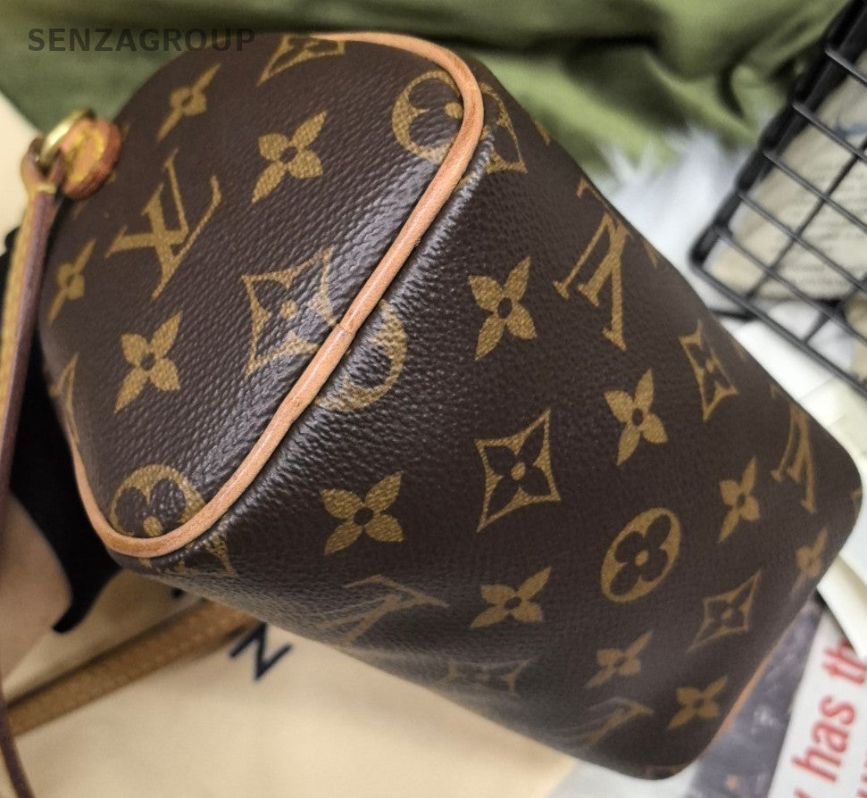 Louis Vuitton Speedy nano Monogram Top Handle Shoulder Crossbody Bag Brown Women
