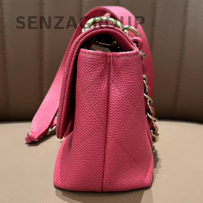 Chanel Classic Flap Calfskin Quilted Chain Shoulder Bag Pink Gold